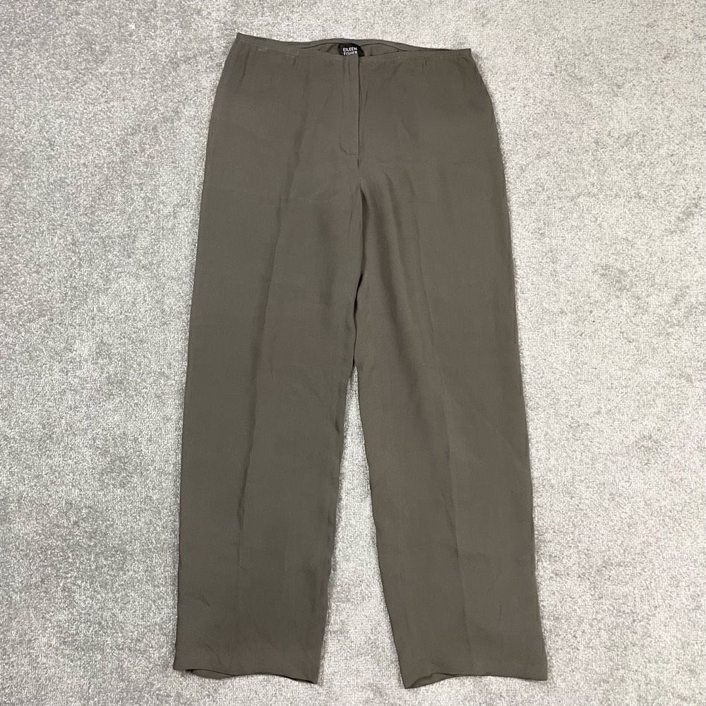Eileen Fisher Womens Brown 100% Silk Career Work Pants Trousers Size Medium